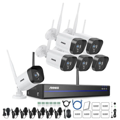 ANNKE WiFi Video Surveillance System with 5MP NVR 3MP IP Cameras Audio Recording Security Cameras AI Detection CCTV Cameras Kit