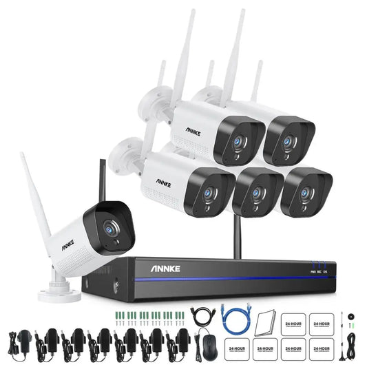 ANNKE WiFi Video Surveillance System with 5MP NVR 3MP IP Cameras Audio Recording Security Cameras AI Detection CCTV Cameras Kit