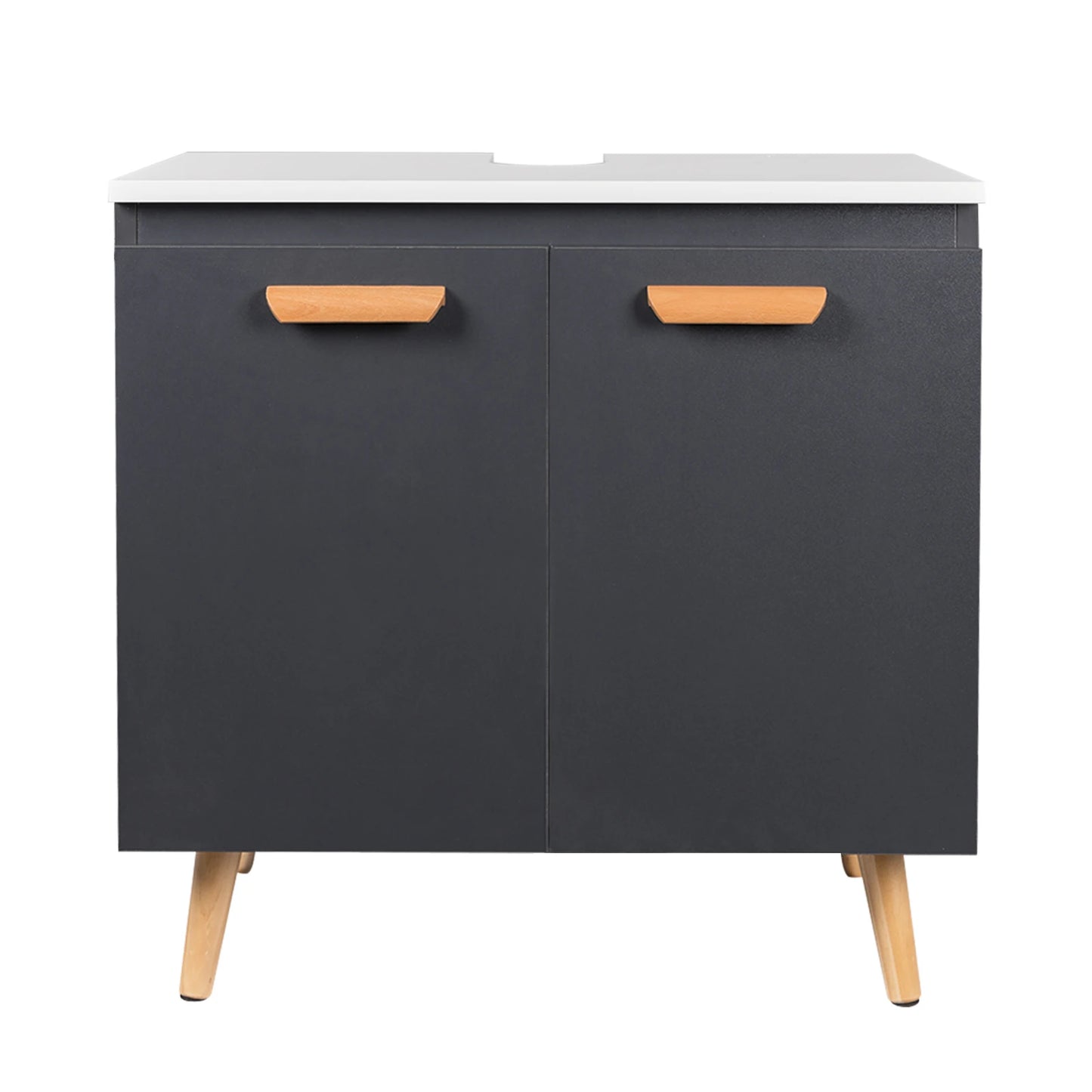 Wastafelonderkast - Badkamer - op Poten - Onderkast - Meubel - Praktische Opbergruimte - Onder de Wastafel - 60x40x60,5 cm - Vrijstaand Toiletmeubel - Modern MDF-design -Grijs Wit