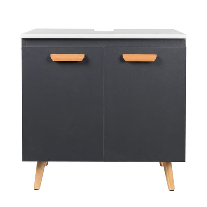 Wastafelonderkast - Badkamer - op Poten - Onderkast - Meubel - Praktische Opbergruimte - Onder de Wastafel - 60x40x60,5 cm - Vrijstaand Toiletmeubel - Modern MDF-design -Grijs Wit