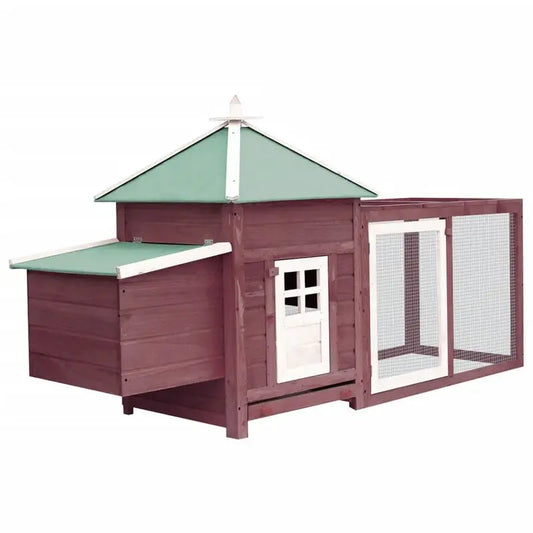 Kippenhok - Kippenren - Kippenhokken - Inloop Kippenren - Waterdicht Dak - 193x68x104cm - Houten Buitenhok - voor Pluimvee - Kastanjebruin