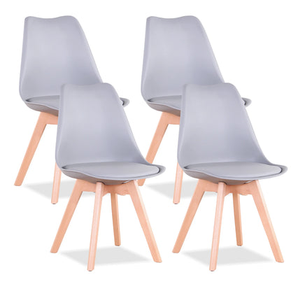 EGOONM Set of 4 / 6 Modern Dining Chairs Kitchen Chairs with Padded Seat Faux Leather Beech Wooden Legs for Kitchen Dining Room