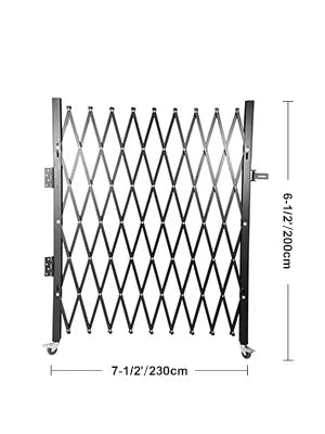 Inklapbare Beveiligingspoort – Veiligheidsdeur – Uitklapbare Poort – Afsluitbare Barrière – Verstelbare Breedte – Stalen Constructie - Zwart - 2x2.28m - QUORE
