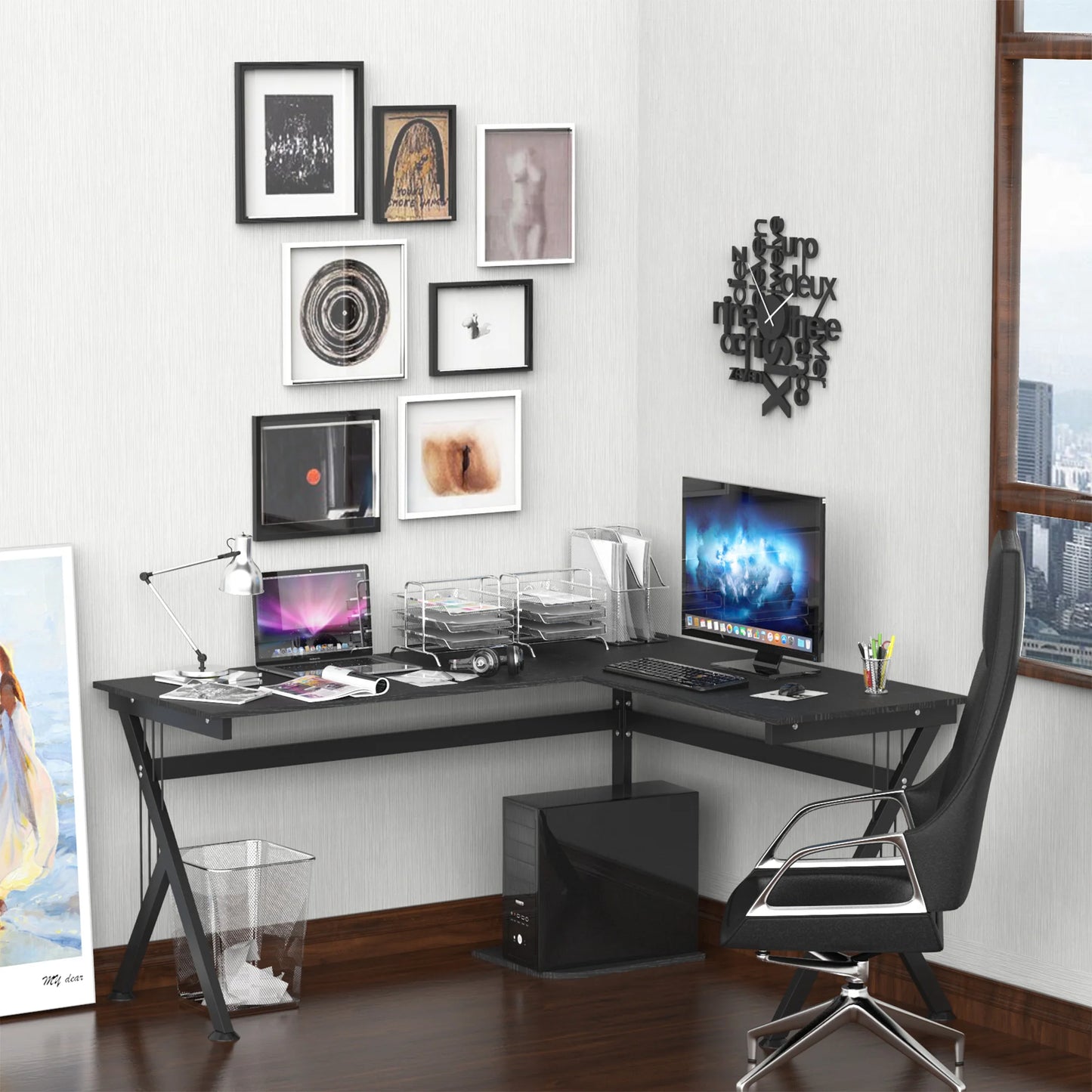 Hoekbureau – L-Vormig Bureau – Werkplek Bureau – Thuiswerk Bureau – Ruim Werkoppervlak – Stevig Frame – Onderhoudsvriendelijk oppervlak