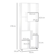 Vertical Bookcase - Storage Cabinet - Bookcase - Shelving Unit - 8 Compartments - Modern - E1 Chipboard - Freestanding - 70x24x178 cm - White