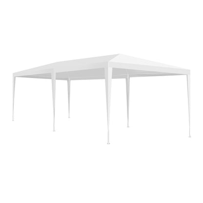 Tuinpaviljoen – Partytent – Tuinpartytent – Tent – Buitentent – Paviljoen – met 6 Verplaatsbare Zijwanden - Waterdicht 210D Oxford Polyester – Stalen Frame Met Roestwerende Coating - 3x6 m - Wit