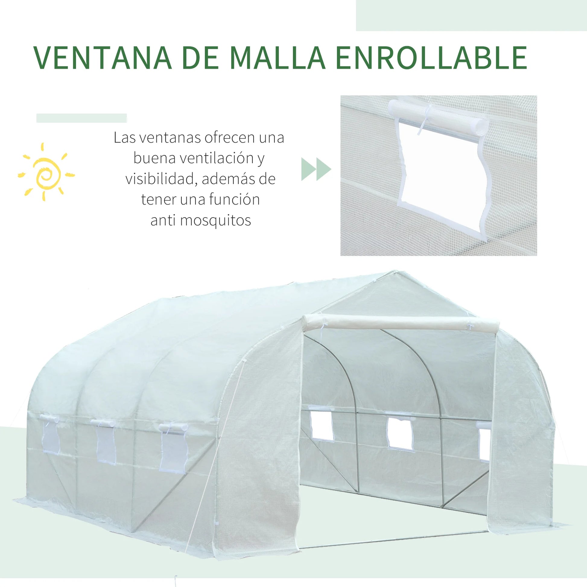 Invernadero – Kas – Tuinkas – Plantenkas – Serre – 450x300x200 cm – UV-bestendige Waterdichte Cover – Muskietennet Ventilatie - QUORE