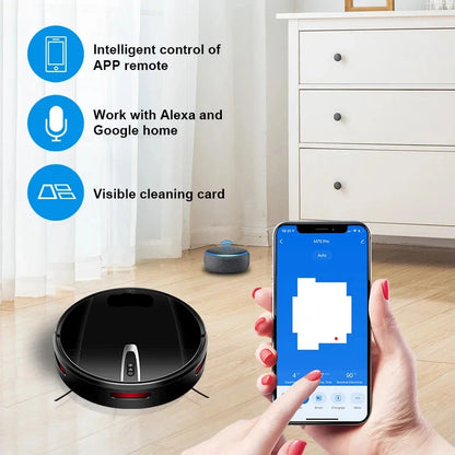 Robotstofzuiger met dweilfunctie - Met laadstation - dweilrobot - Ideaal voor huisdieren - Gyroscoop - val & object detectie - Vloerdetectie - Met App - Zwart - QUORE