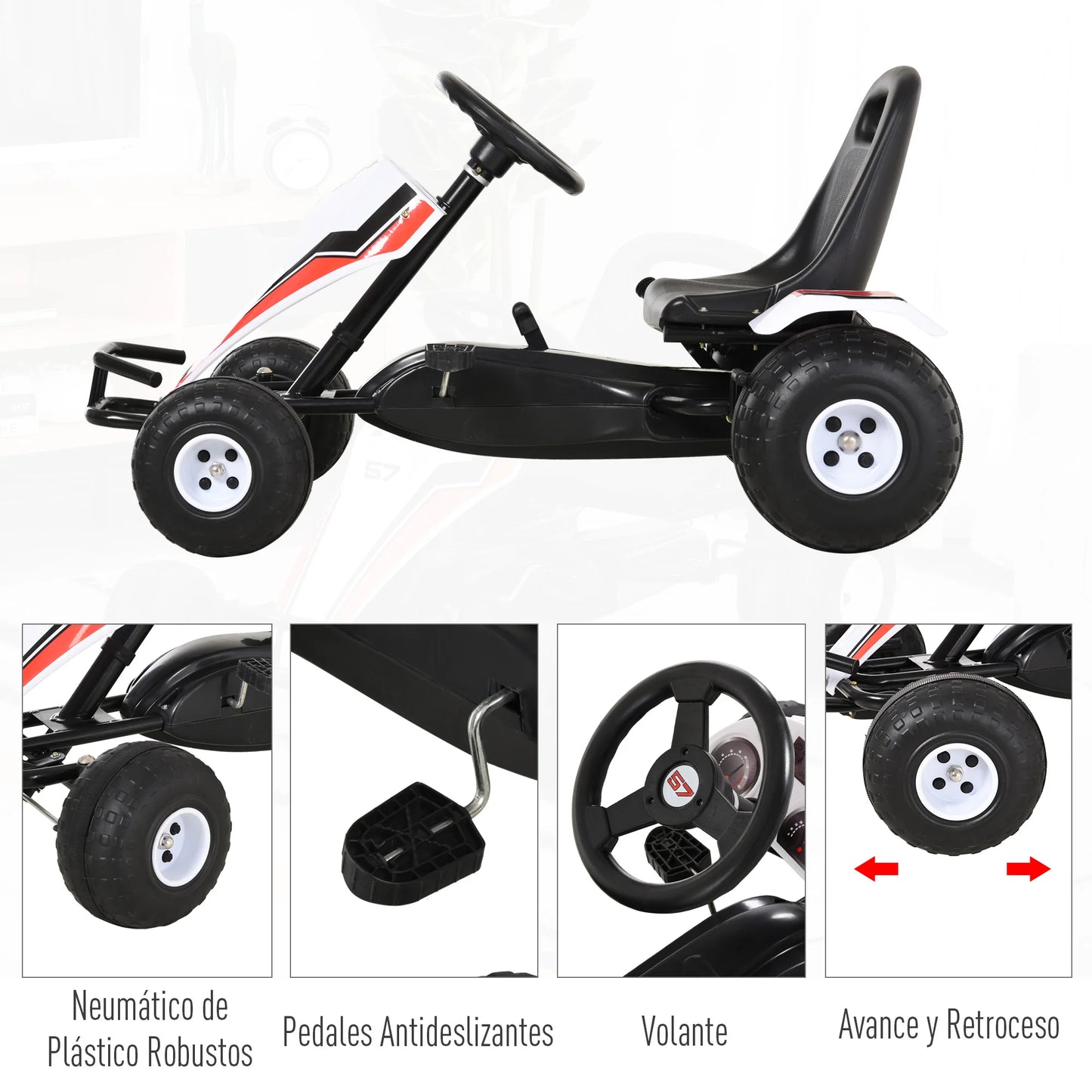 HOMCOM Go Kart to pedals for children + 3 years old with adjustable seat and brake