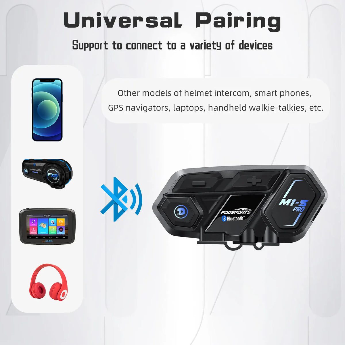 Motorfiets Intercom - Helm Intercom - MotorfietsHelmHeadset - Bluetooth Helm Intercom - Helm - Motorfiets Accessoires - 2PCs - 8 Riders - Draadloze Bluetooth Headset Intercomunicador Moto Interphone BT5.0 - QUORE