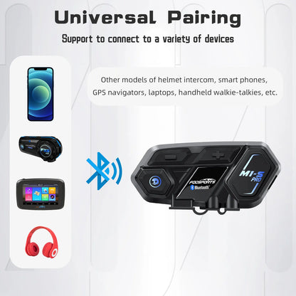 Motorfiets Intercom - Helm Intercom - MotorfietsHelmHeadset - Bluetooth Helm Intercom - Helm - Motorfiets Accessoires - 2PCs - 8 Riders - Draadloze Bluetooth Headset Intercomunicador Moto Interphone BT5.0 - QUORE
