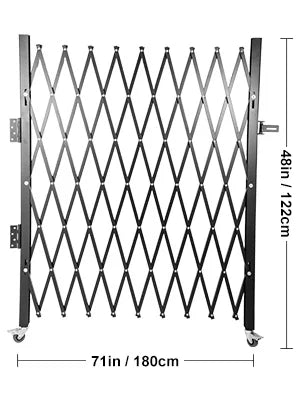 Inklapbare Beveiligingspoort – Veiligheidsdeur – Uitklapbare Poort – Afsluitbare Barrière – Verstelbare Breedte – Stalen Constructie - Zwart - 1.8x1.22m - QUORE