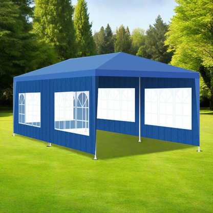 Partytent – Tuin Tent – Waterdichte Tent – Outdoor Tent –  Kampeertent – Tuinent – Weerbestendig PE-Materiaal – Stevig Metalen Frame – 3 x 6 m - Blauw