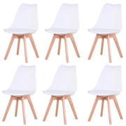 Chair - Dining Chairs - Dining Chairs Set of 6 - Nordic Medieval Dining Chairs - Padded Seat - Beech Legs - White