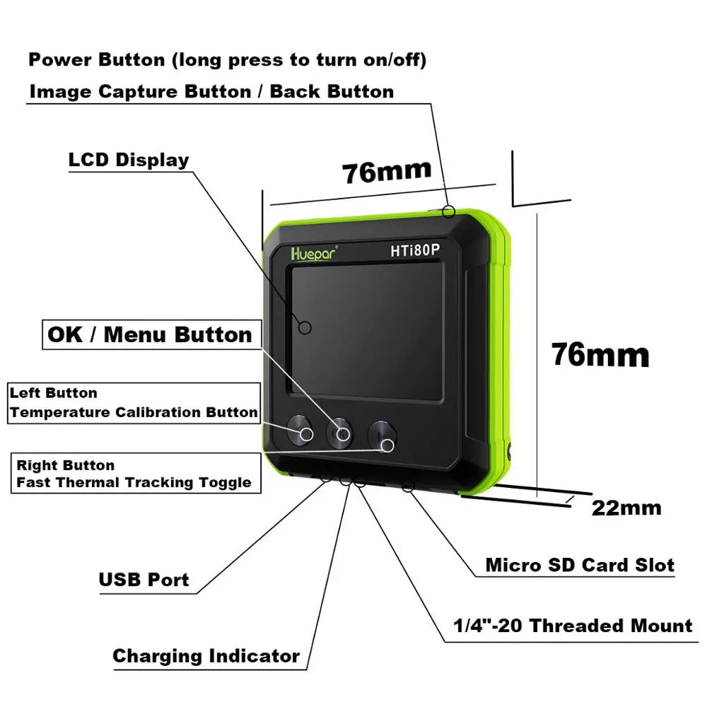 Warmtebeeldcamera – Warmtecamera – Infraroodcamera – Temperatuurmeter – Compacte Warmtecamera – Breed Temperatuurbereik – Draagbaar Formaat