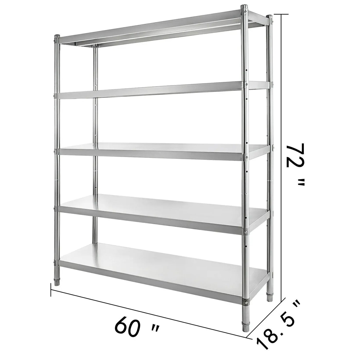 SucceBuy 4-Tier Stainless Steel Commercial Storage Rack Shelf for Kitchen Warehouse Garage Storing Kitchenware