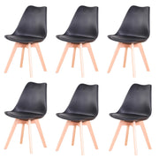 Chair - Dining Chairs - Dining Chairs Set of 6 - Nordic Medieval Dining Chairs - Padded Seat - Beech Legs - Black