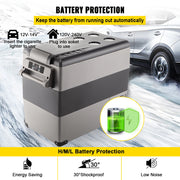 VEVOR 55L Auto Koelkast en Vriezer -Elektrisch - Draagbare Compressor Koelbox voor Camping - Reizen en Outdoor Avonturen - zwart/grijs - QUORE