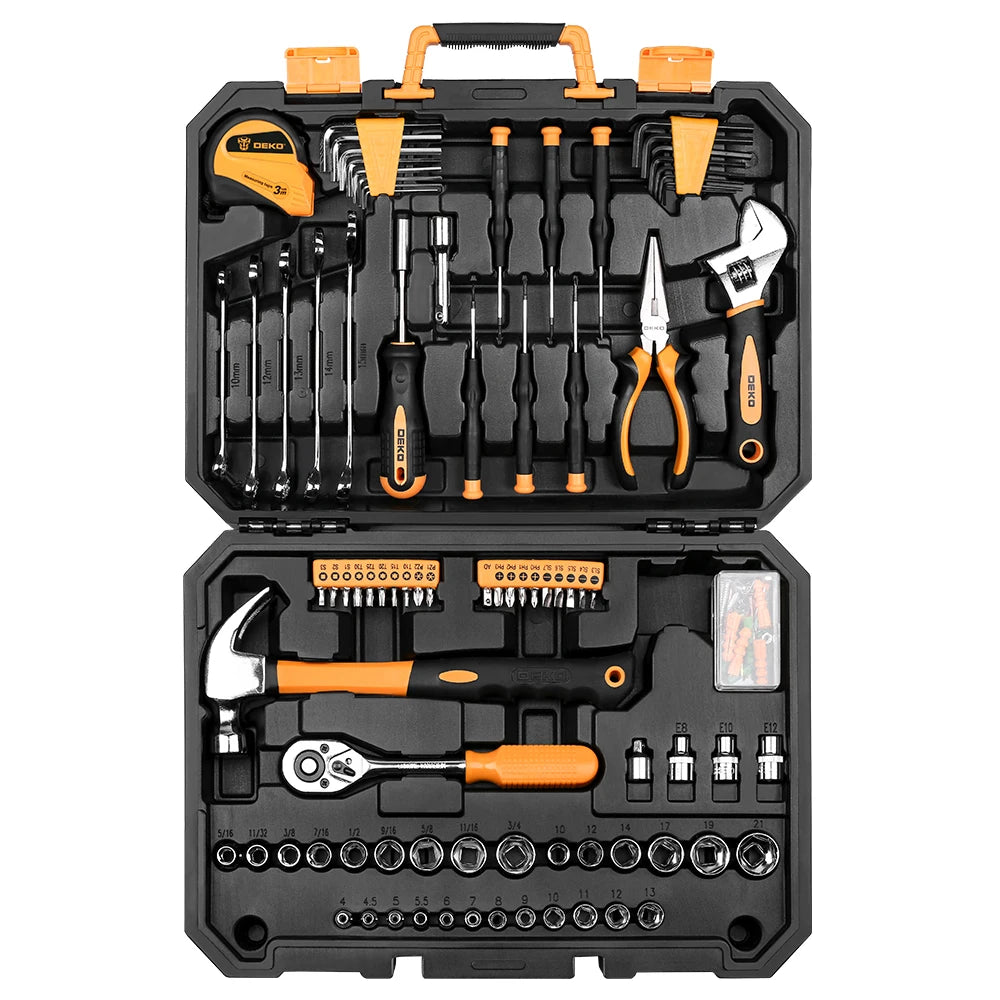 Auto Reparatie Kit – 128-delige Gereedschapsset met Doppenset - Dopsleutel - Hamer & Schroevendraaiers – Complete Toolset voor Auto & Kluswerk