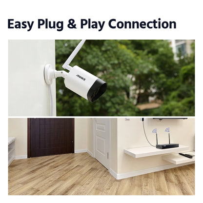 Beveiligingscamera -Bewakingscamera - Camera Met Verstelbare Dubbele Lens H.265 - Audiobeveiliging - Voertuigdetectie - S 100ft Nachtzicht -  2/4Pcs  - Wit
