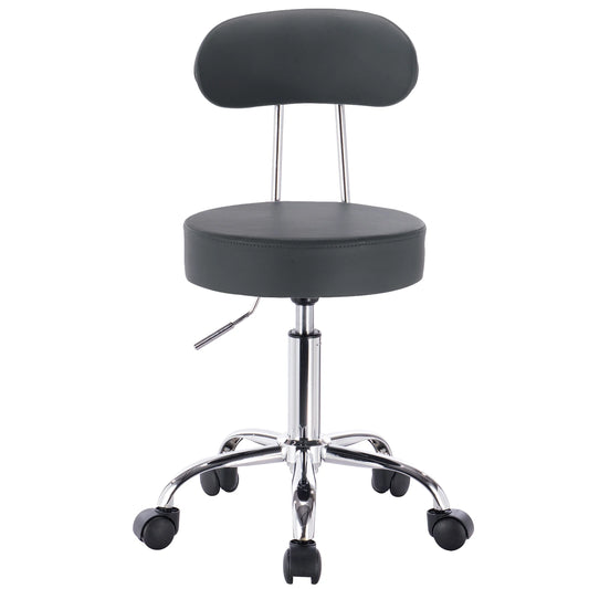 Bureaustoel - Salon - Verstelbare Hoogte - Ergonomische stijl - Rugleuning - Kunstleer - 360° Rotatie - Draaibare - Comfortabel - Grijs - QUORE