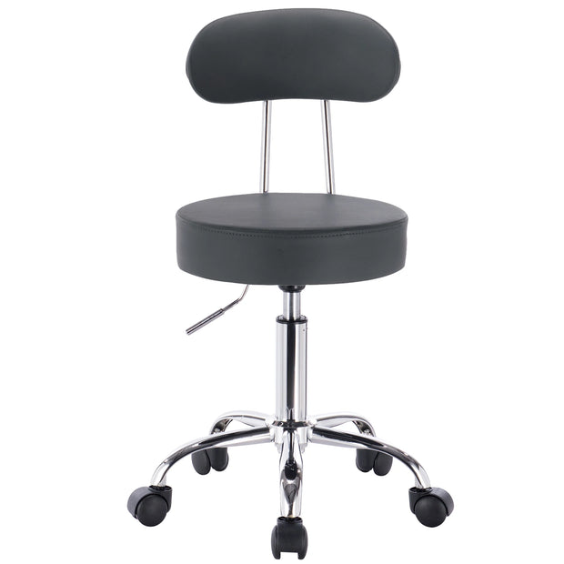 Office Chair - Chairs - Salon Chair - Adjustable Height - Ergonomic Style - Backrest - Faux Leather - 360° Rotation - Swivel - Comfortable - Gray