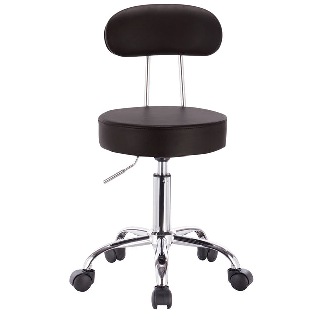 Office Chair - Chairs - Salon Chair - Adjustable Height - Ergonomic Style - Backrest - Faux Leather - 360° Rotation - Swivel - Comfortable - Black