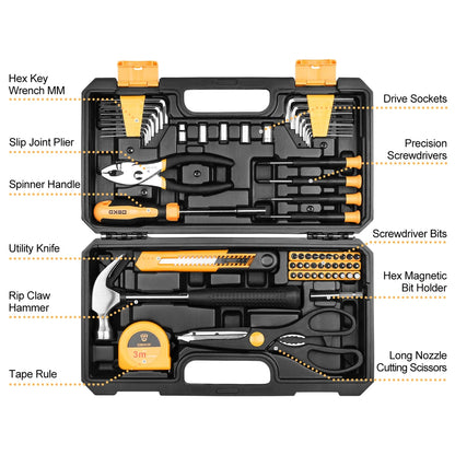 Deko - Basisgereedschapset - Gereedschap - 62 stuks - Gereedschapsset - Gemengde gereedschapsset - Schroevendraaierdop Schaar Mes - Multitoolset - voor doe-het-zelf thuis autoreparatie - QUORE