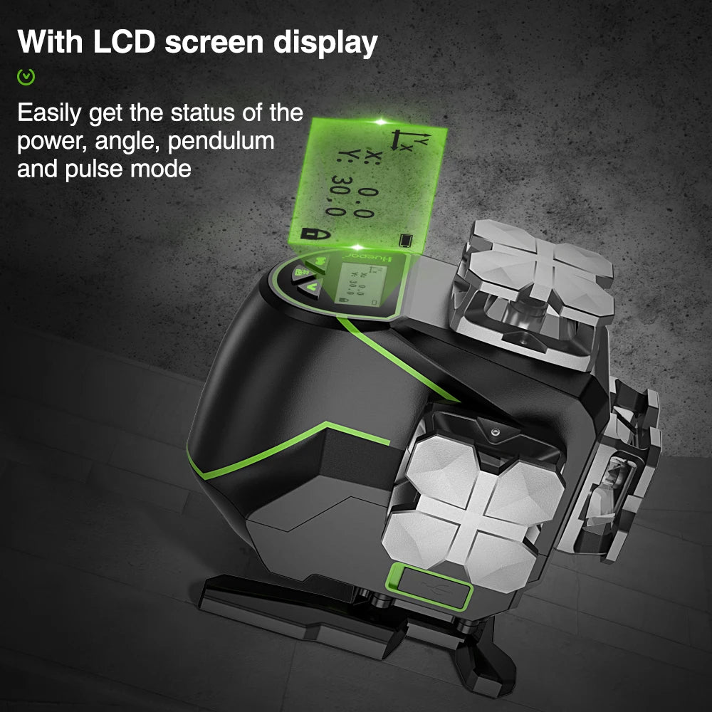 Laserwaterpas – Kruislijnlaser – Lijnlaser – Zelfnivellerend – Bluetooth Bediening – 16 Groene Lijnen – IP54 Waterdicht - Alleen Laserwaterpas