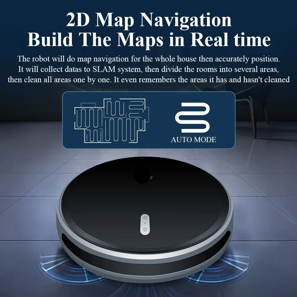 Robotstofzuiger - Dweilrobot - Dweilfunctie - 6000Pa - Slimme Navigatie - 3-in-1 - App Bediening - Stofzuigen - Dweilen - Vegen - Zwart