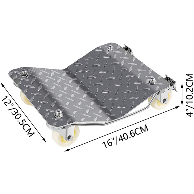Vevor - Handtrailer Boot - Voertuig Positionering Wiel Dollies - 680Kg Per Dolly - 2Pcs - Band Auto Wiel Dollies - Auto Skate Dolly - Van Positionering Garage Jac - Zilver