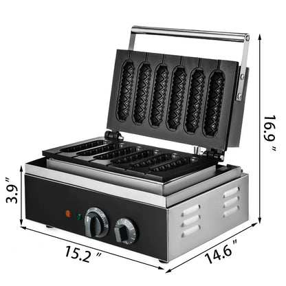 Vevor - WM227 - Wafelijzer - met indicatielampje - Anti-aanbak - houten handgrepen - 1500W - 220V - Zwart - QUORE