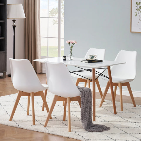 Dining Room Chairs - Dining Room Chairs Set of 6 - Chairs - PU Leather Seat - Beech Legs - Ergonomic - Living Room - Kitchen - Restaurant - Black