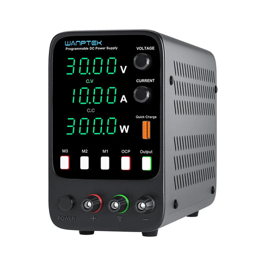 Instelbare DC-Voeding - 30V - 10A - 300W - Variabele Schakelfunctie en 4-cijferig LED-Display - Gestabiliseerde voeding - Spanningsregelaar schakelaar - QUORE