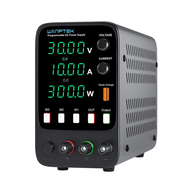 Instelbare DC-Voeding - 30V - 10A - 300W - Variabele Schakelfunctie en 4-cijferig LED-Display - Gestabiliseerde voeding - Spanningsregelaar schakelaar - QUORE