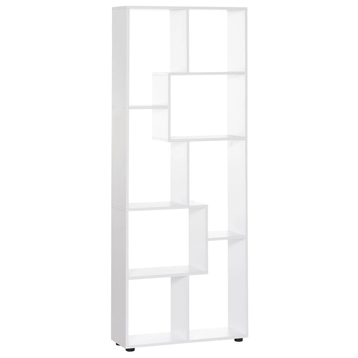 Verticale Boekenkast – Opbergkast - Boekenrek - Vakkenkast - 8 Vakken - Moderne - E1 Spaanplaat - Vrijstaande - 70x24x178 cm – Wit - QUORE