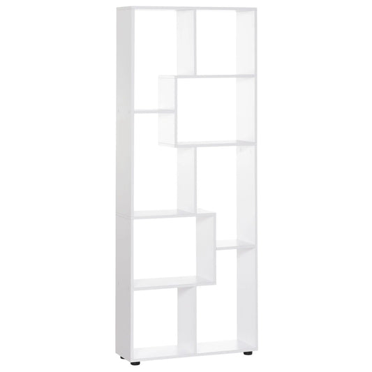 Verticale Boekenkast – Opbergkast - Boekenrek - Vakkenkast - 8 Vakken - Moderne - E1 Spaanplaat - Vrijstaande - 70x24x178 cm – Wit - QUORE