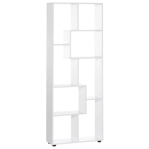 Vertical Bookcase - Storage Cabinet - Bookcase - Shelving Unit - 8 Compartments - Modern - E1 Chipboard - Freestanding - 70x24x178 cm - White