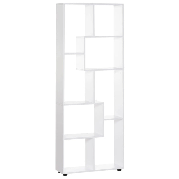 Vertical Bookcase - Storage Cabinet - Bookcase - Shelving Unit - 8 Compartments - Modern - E1 Chipboard - Freestanding - 70x24x178 cm - White