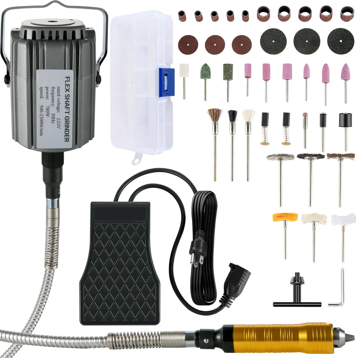 Polijstmachine - Schuurmachines - Juwelenpolijstmachine - Juwelen reinigen - Juwelenreiniger - Flexibele asmolen - Elektrisch - Traploze snelheid - 780W