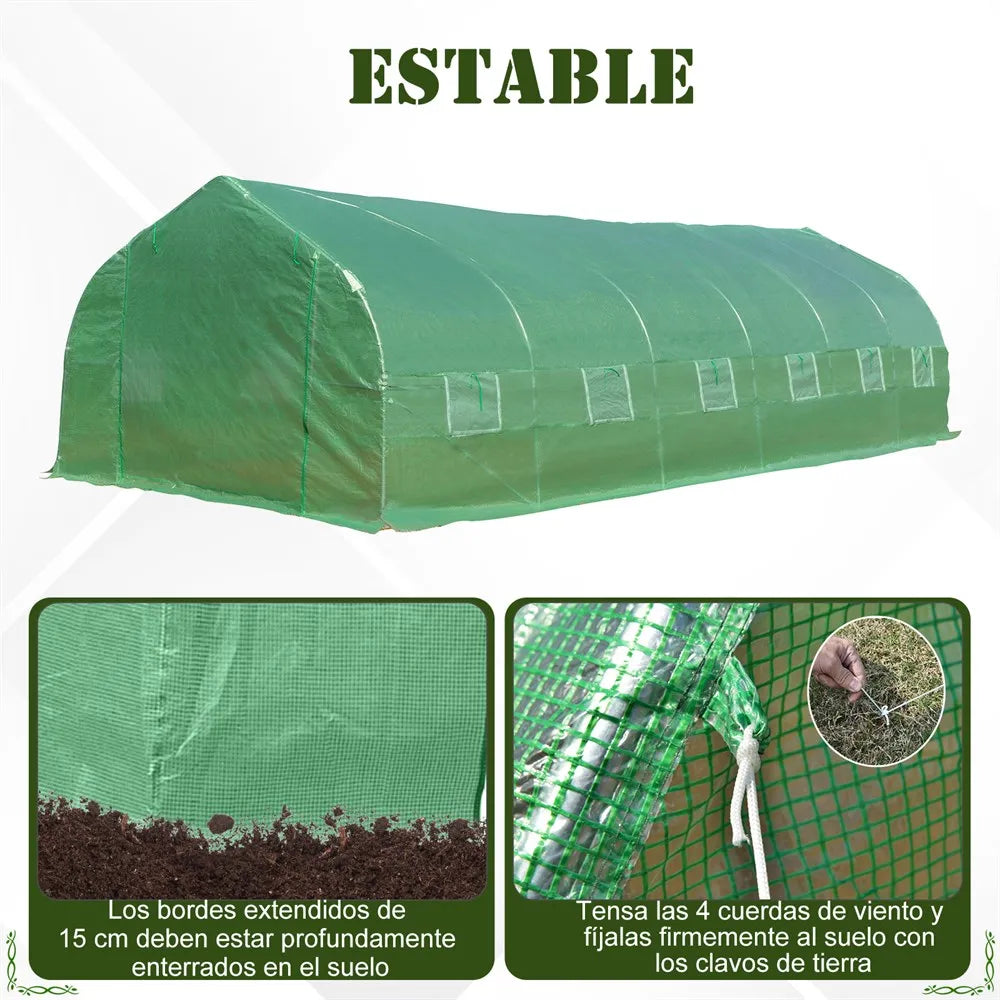 Tuinkas – Kweekkas – Kas Voor Planten – Groentekas – 800 Cm Lengte – 12 Ramen Ventilatie - QUORE
