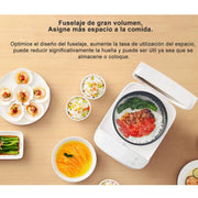 Rijstkoker met Stomer - met Opwarmende Functie - Slowcooker - Rice Cooker - Warmhoudfunctie - 2 tot 6 Personen - Multi Cooker - Anti-aanbaklaag binnenpan - 650W - 3L - Wit