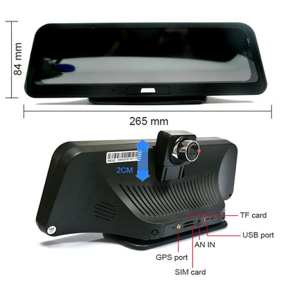 Dashcam voor Auto - 10” Android 8.1 Dashcam - IPS Touchscreen - ADAS Rijhulp - GPS Navigatie - WiFi - Dual Camera 1080P - Parkeermodus - G-Sensor - 4G 15m Camera aan de Achterkant - Zwart