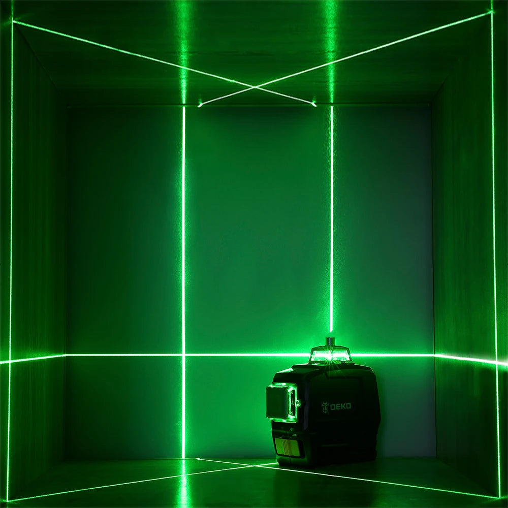 Laser Level - Zelfnivellerend - 12 lijnen - 3D groene laserwaterpas - Klasse II horizontaal en verticaal - Kruislijnen zelfnivellerend - Met Statief - Zwart - QUORE