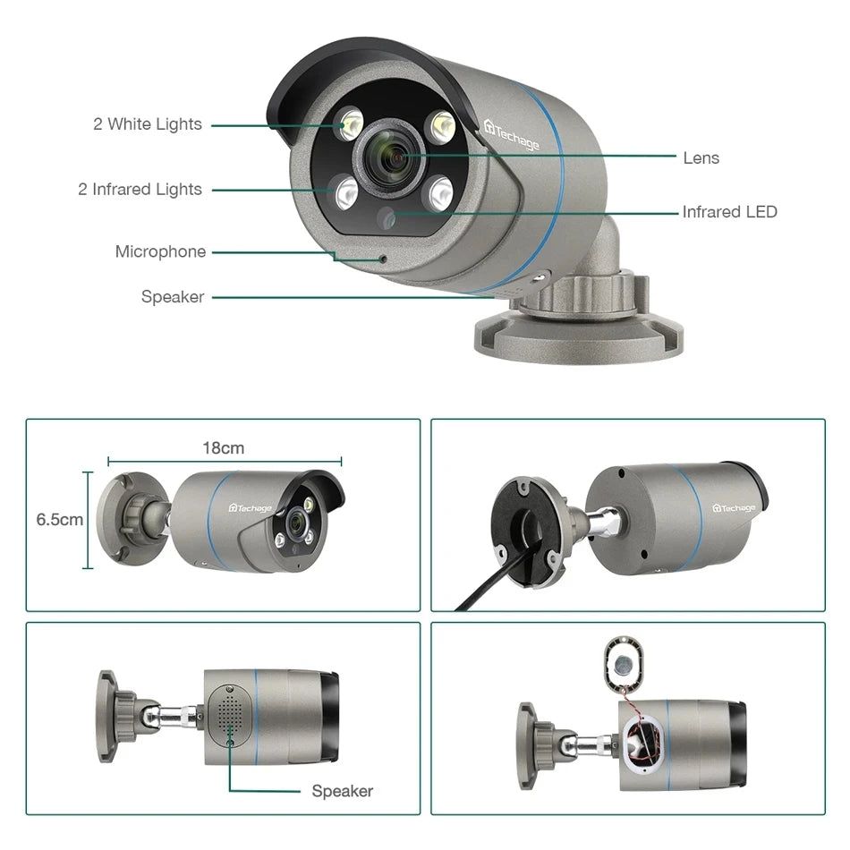 8-kanaals CCTV bewakingssysteem – Beveiligingscamera set – IP camera’s – NVR recorder – Videosysteem – Full color nachtzicht – AI gezichtsherkenning – 3TB opslag