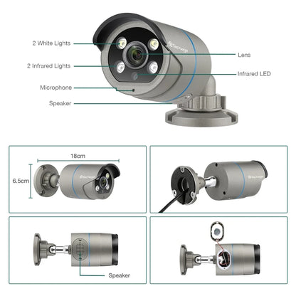 Beveiligingssysteem – Bewakingscamera – CCTV Systeem – IP Camera – Surveillance Kit – 8-Kanaals NVR Met 6 Waterdichte 4MP POE Camera’s – AI Gezichtsdetectie – Twee-weg Audio