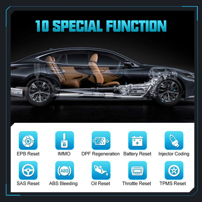 OBD Scanner - OBD2 - Auto Scanner - Auto uitlezen - Diagnose Apparatuur voor Auto's - Professionele OBD2 Scanner - All System Diagnose - Bidirectioneel - 10 Reset Services - IMMO/EPB/DPF/ABS – Draadloze Bluetooth Codelezer - Inclusief Android Tablet 10.1"