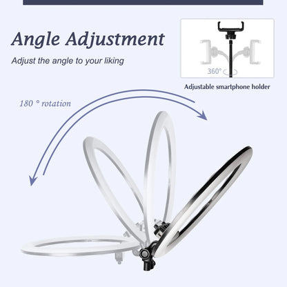 Ringlamp met Statief - 26 cm / 10 inch - Zwart - TikTok Lamp - 30 Lichtstanden - Ringlight met Afstandsbediening - Incl. Mini Tripod - Ring Light - QUORE