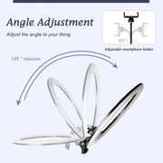 Ringlamp met Statief - 26 cm / 10 inch - Zwart - TikTok Lamp - 30 Lichtstanden - Ringlight met Afstandsbediening - Incl. Mini Tripod - Ring Light - QUORE