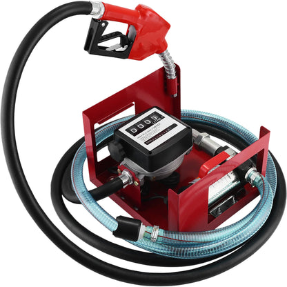 Dieselpomp - Verwarmingsoliepomp - Diesel- en brandstoftransfertpomp - 220V - 155W - 40L - 2800RPM - Olieaanzuigpomp - Zelfaanzuigend - Tellerautomatische pomp - Rood - QUORE
